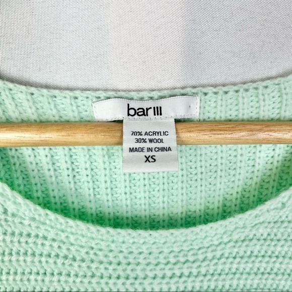Bar III Mint Green Knit Side Waist Zip Pullover Sweater XS - Picture 3 of 5